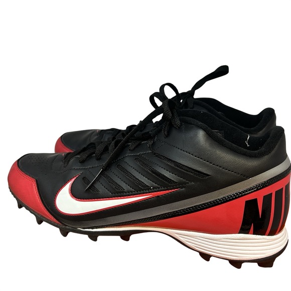 Nike Football Cleats Land Shark 3/4 Black Red 511292-016 Size 13 - Picture 3 of 7